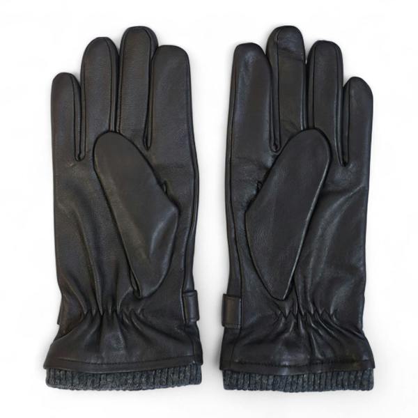 Infinity Leather Men’s Italian Leather Warm Wool Lining Winter Knit Rib Gloves - M-LGV-105