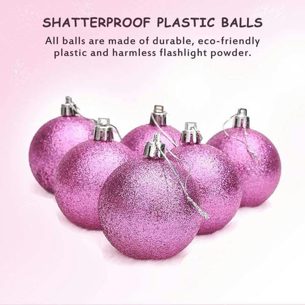 Pale Pink Shatterproof Christmas Baubles in 12 or 24 Pack Sizes, 5cm Tree Decorations image 6
