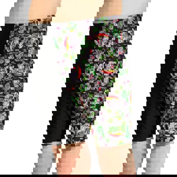 Zoggs Tots Boys Finzilla mid swim jammer in black with tropical print