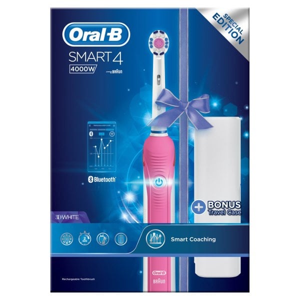 Oral-B Smart 4 -4000W- Electric Toothbrush & Travel Case - Pink