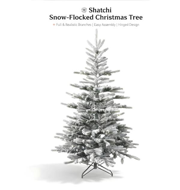4ft to 8ft Californian Pine Artificial Christmas Tree with Snow Covered Green Tips and Metal Stand image 4