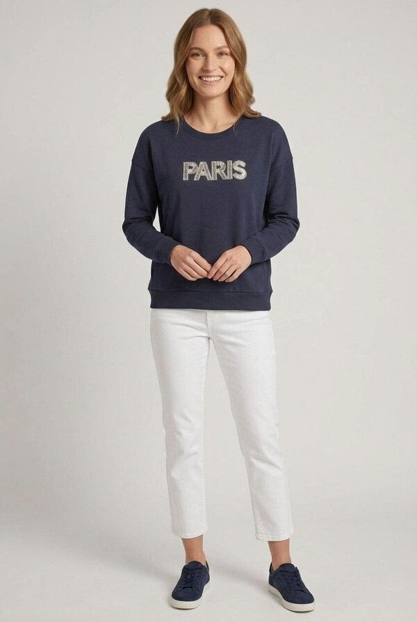 Izabel London Paris Embellished Relaxed Sweatshirt