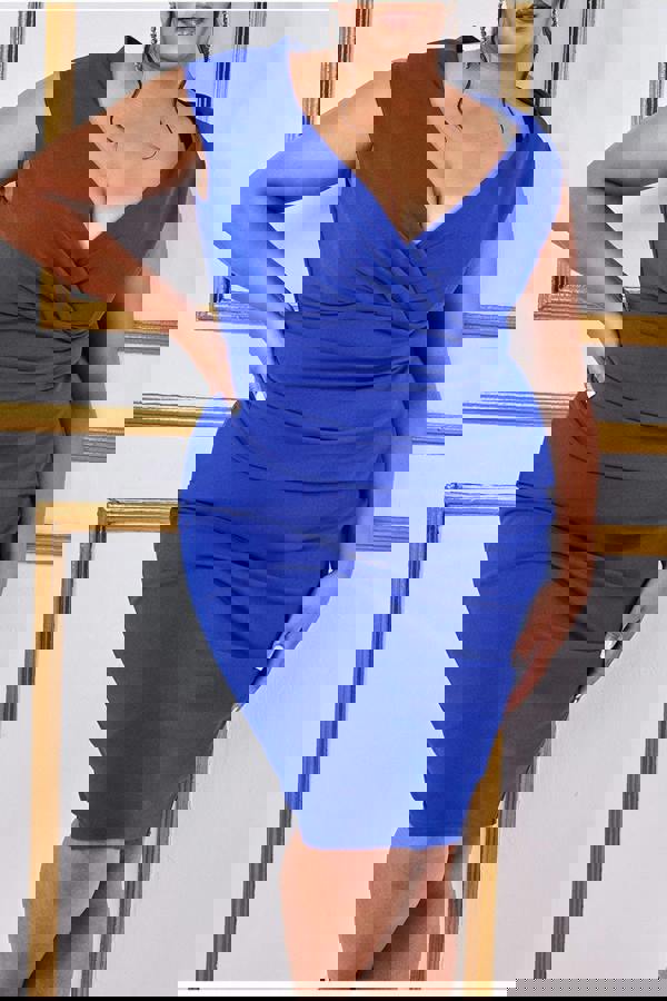 Bardot Pleated Midi Dress - Royal Blue DR1092AP