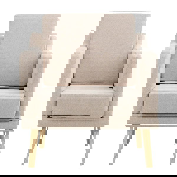 82cm Height Linen Upholstered Armchair Pebble Weave Padded Single Sofa Other Occasional Chairs Living and Home