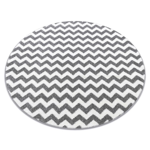 RugsX Sketch Circular Rug - Grey & White Zig Zags