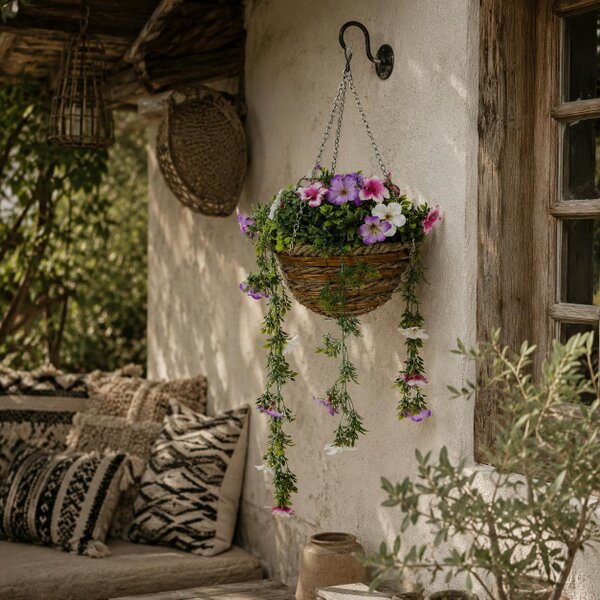 Wyld Haus Lileke Redo Set Of 2 Artificial Azalea Hanging Planters In Pink And White