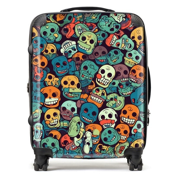 Warren Reed Smiling Skulls Pattern Suitcase