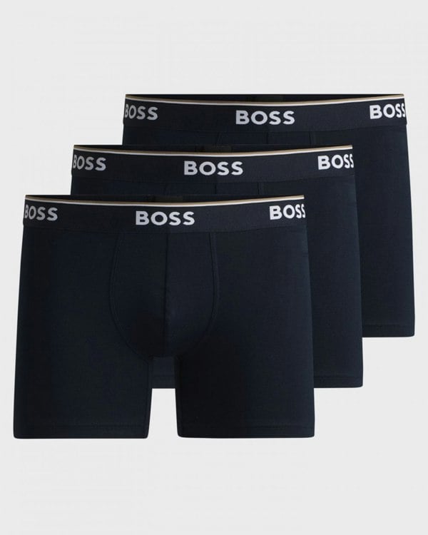 BOSS Orange Power Three Pack Mens Stretch Cotton Boxer Briefs With Logos NOS - Open Blue 480