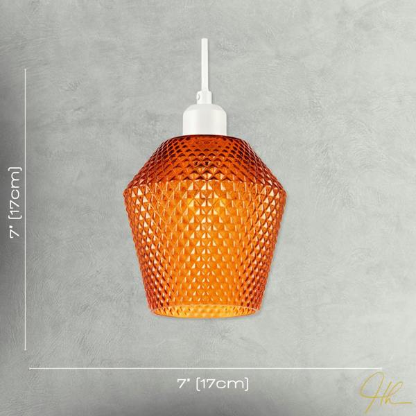 Modern and Compact Diamond Design Vivid Orange Glass Pendant Shade Image 7