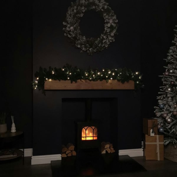 Samuel Alexander 1.8m Plain Green Christmas Garland with 164 Tips and 50 Warm White LED Lights
