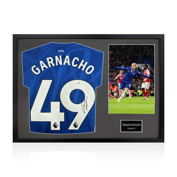 Alejandro Garnacho Signed Chelsea Shirt Classic Frame (Beckett)