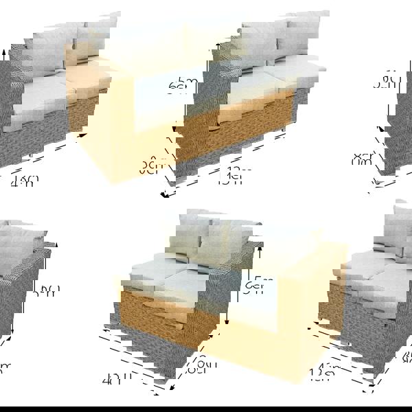 buxton rattan 9 seat rising firepit corner set in mixed brown with taupe cushions