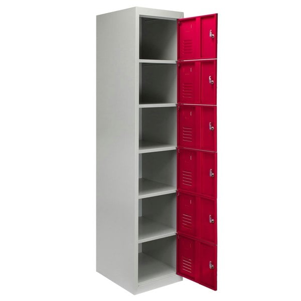 Monstershop Metal Storage Lockers - Six Doors, Flatpacked, Red