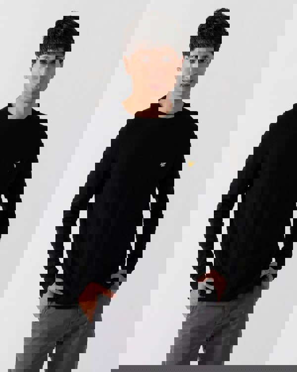 Lyle & Scott Cotton Merino Mens Crew Neck Jumper - Z865 Jet Black