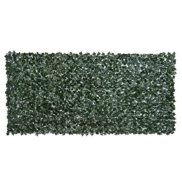 Dark green artificial leaf hedge privacy fence panel with dense leafy coverage