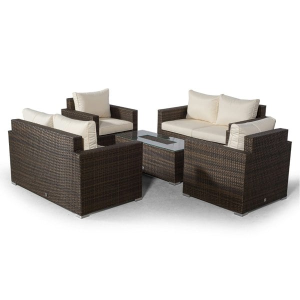 Giardino Sydney 6 Seater Rattan Sofa Set with Drinks Cooler Coffee Table
