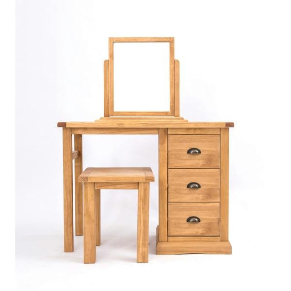 Lucca 3 Drawer Dressing Table Set Brass Cup Handle
