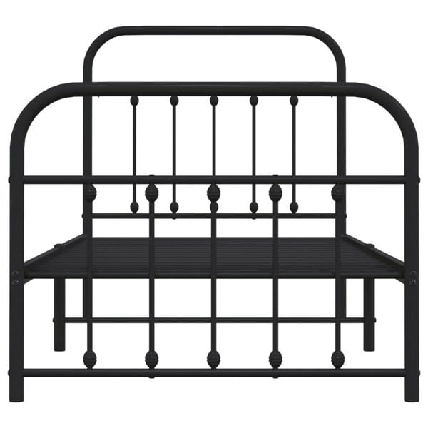 Berkfield Metal Bed Frame with Headboard and Footboard Black 90x200 cm