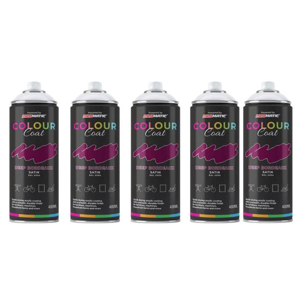 Colour Coat 5X Deep Bordeaux RAL 4004 Satin Spray Paint 400ml