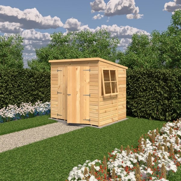 Shire 7x5 double door Pent shed 12mm shiplap interlock cladding