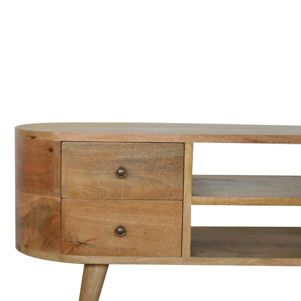Wyld Haus Padua Round Natural Mango Wood Entertainment TV Unit 4 Drawers