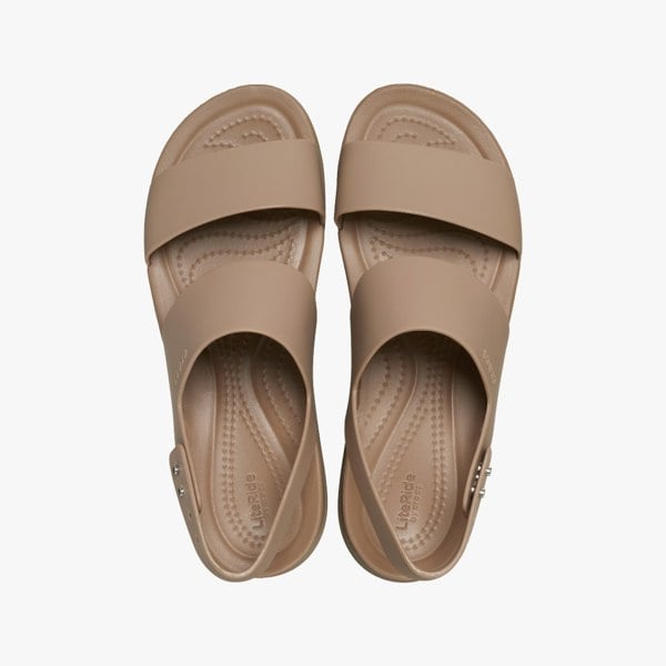 Crocs 206453-2EL BROOKLYN LOW WEDGE Womens Sandals Latte/Mushroom