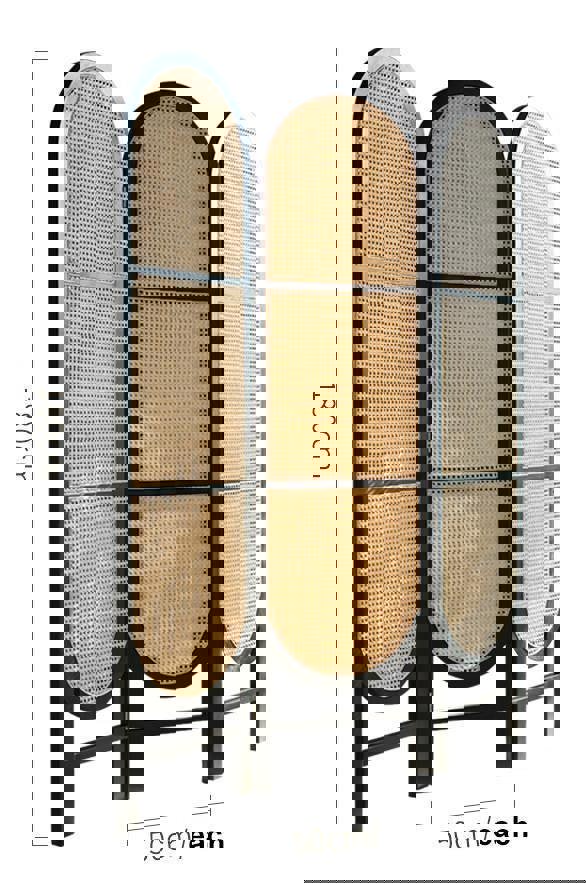 Cane Rattan Room Divider/ Screen, Oak-Weilai Concept-Weilai Concept