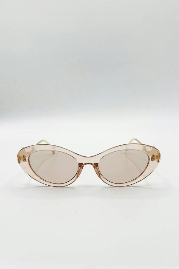Cat Eye Metal Side Detail Sunglasses In Champagne - svnx