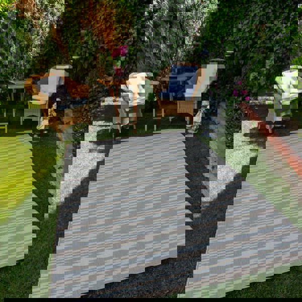 Striped Design Outdoor Rug for Garden in Beige | The Rugs