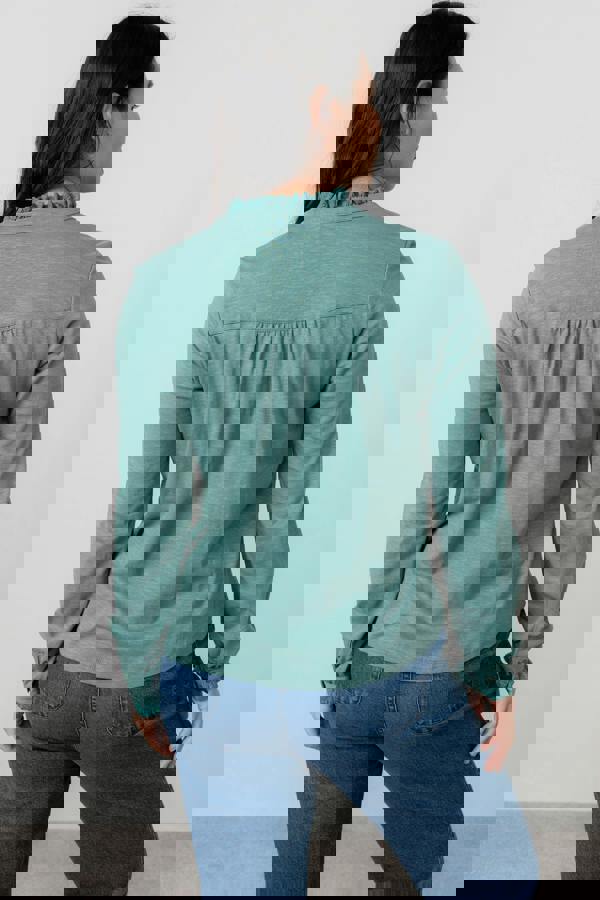 Lily & Me Sage Frill Organic Cotton Blouse Sea Mist