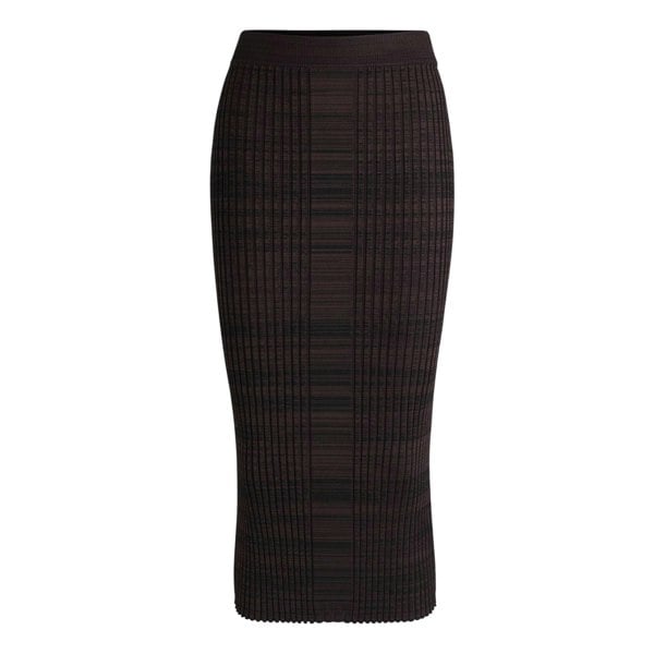 Boss Womens/Ladies Farmina Ribbed Knitted Midi Skirt - Brown