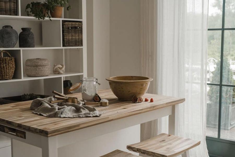 Statement Furniture Florence Breakfast Bar Kitchen Island with Shelves
