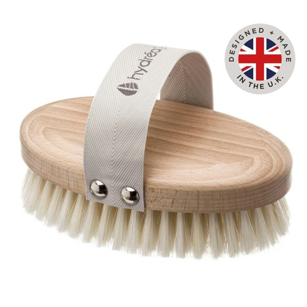 Hydréa London Professional Wet & Dry Body Brush FSC® Certified Beechwood with Natural Bristle for Exfoliation & Detox