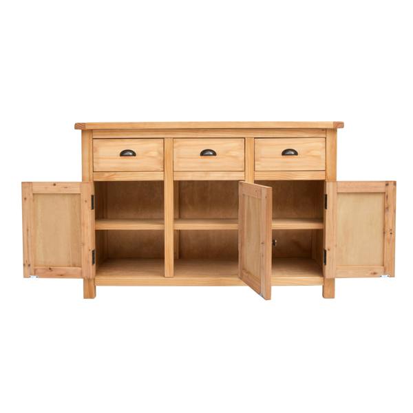Cabinet Bits Lugo Waxed 3 Drawer 3 Door Sideboard Brass Cup Handle
