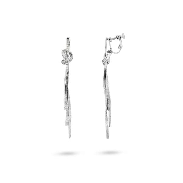 Gold Trip Silver Knot Drop Clip On Earrings
