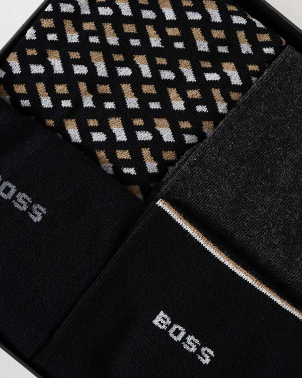 BOSS Orange Mens Monogram 4 Pack Sock Gift Set - Black 002