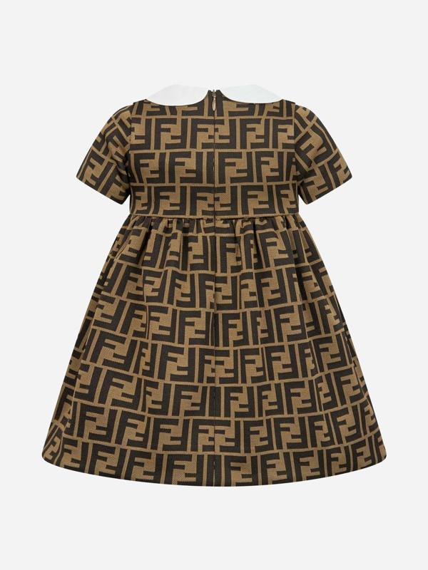 Fendi Kids Fendi Baby Girls FF Logo Dress in Brown