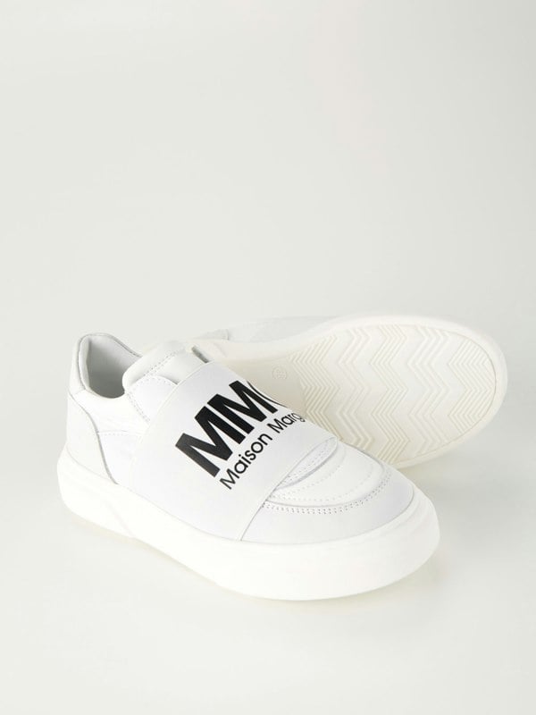 MM6 Unisex Kids MM6 Logo Slip On Trainers in Silver