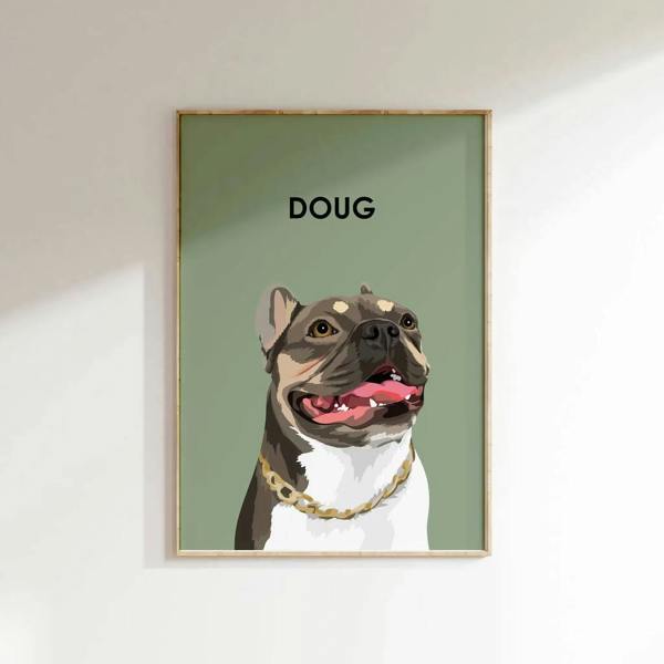 Hand Illustrated Pet Portrait - product in use