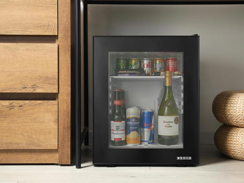 Corby Eton 35L Glass Door Minibar in Black - UK Plug