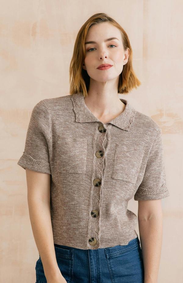 Lily & Me Phoebe Short Sleeve Knitted Jacket Mocha