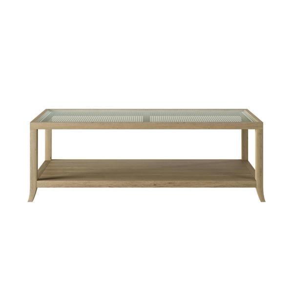 Wyld Haus Portugal Natural Oak and Cane Glass Top Coffee Table