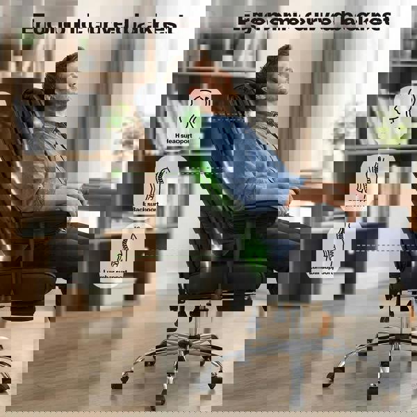 Levede Office Chair Big Tall High Back Heavy Duty PU Recliner Executive Chair