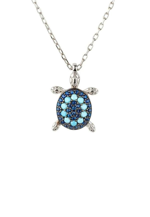 Turtle Turquoise Blue Pendant Necklace Silver - LATELITA Necklaces