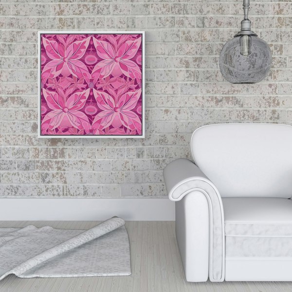 Warren Reed Pink Abstract Floral Design Framed Canvas