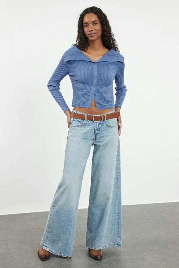 Hoxton Gal Draped Collar Knit Cardigan
