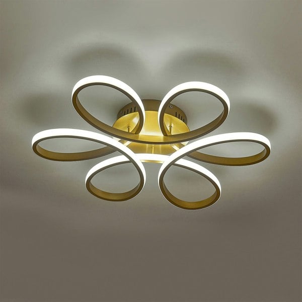 Golden Frame Modern Cool White LED Chandelier Ceiling Light Ceiling Light Fixtures Living and Home