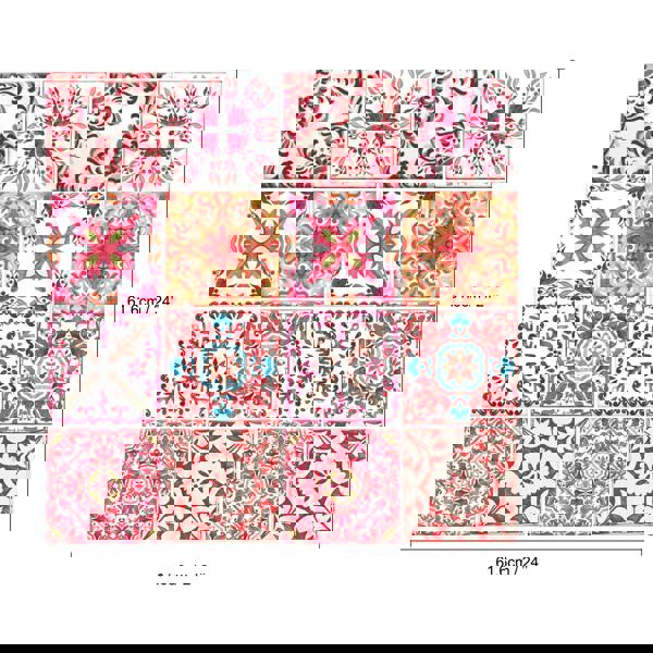 WALPLUS Moroccan Rose Red Mosaic Glossy 3D Sticker Tile 15.4 cm (6 in) - 16pcs in a pack