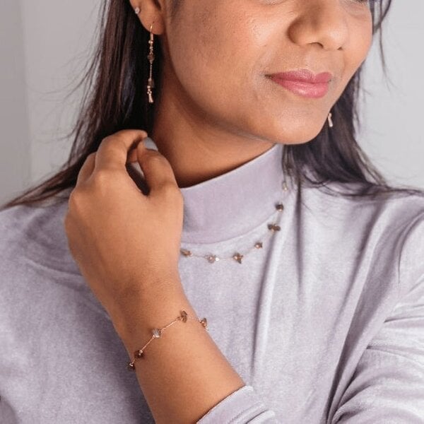 The Colourful Aura Gold Crystal Quartz Healing Dainty Colourful Citrine Choker Necklace