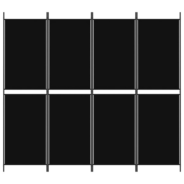 Berkfield 4-Panel Room Divider Black 200x180 cm Fabric